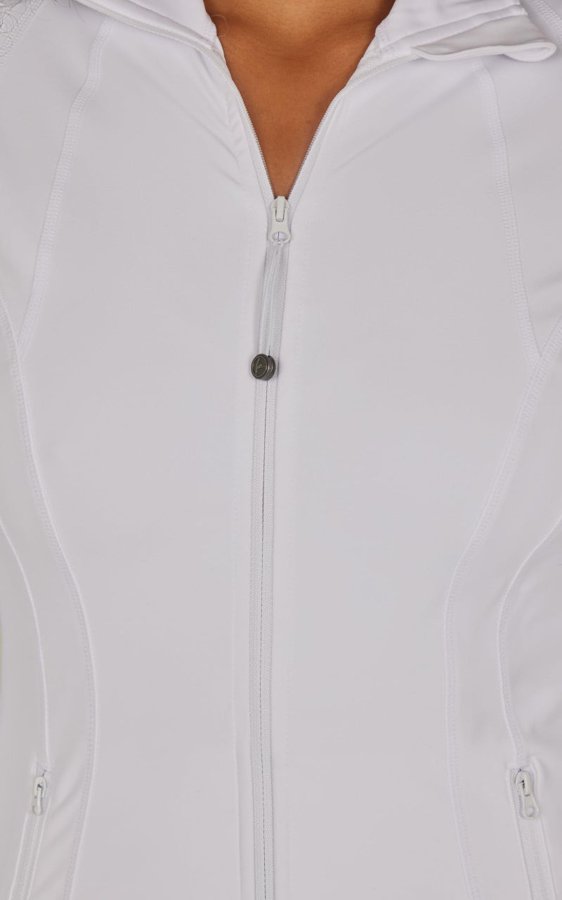 90 Degree By Reflex Full Zip Running Track Jacket Lightweight Athletic Slim Fit Jacket with Thumbholes - White - Large - Image 2